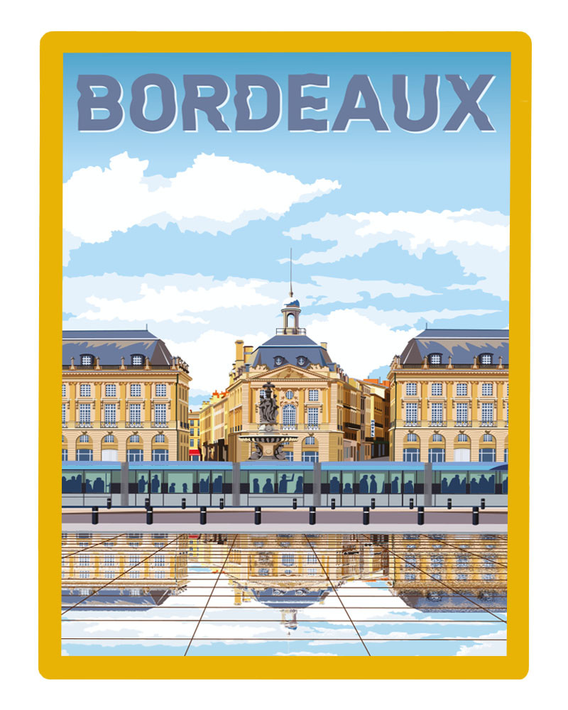 Affiche de ville Bordeaux & Cadre 30x40 cm fin et design - A3