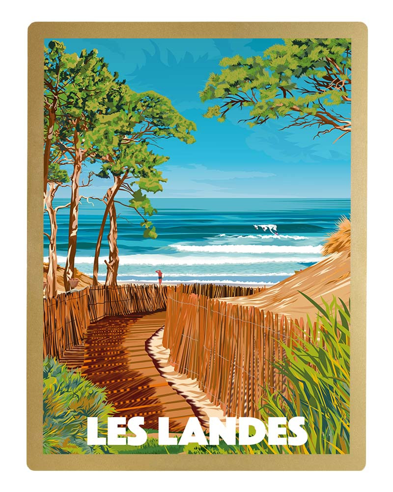 Affiche de ville Les Landes & Cadre 30x40 cm fin et design - A3