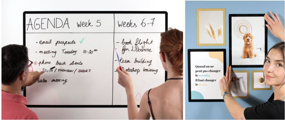 Cadre SlimPYX avec planning écrit au veleda et composition murale