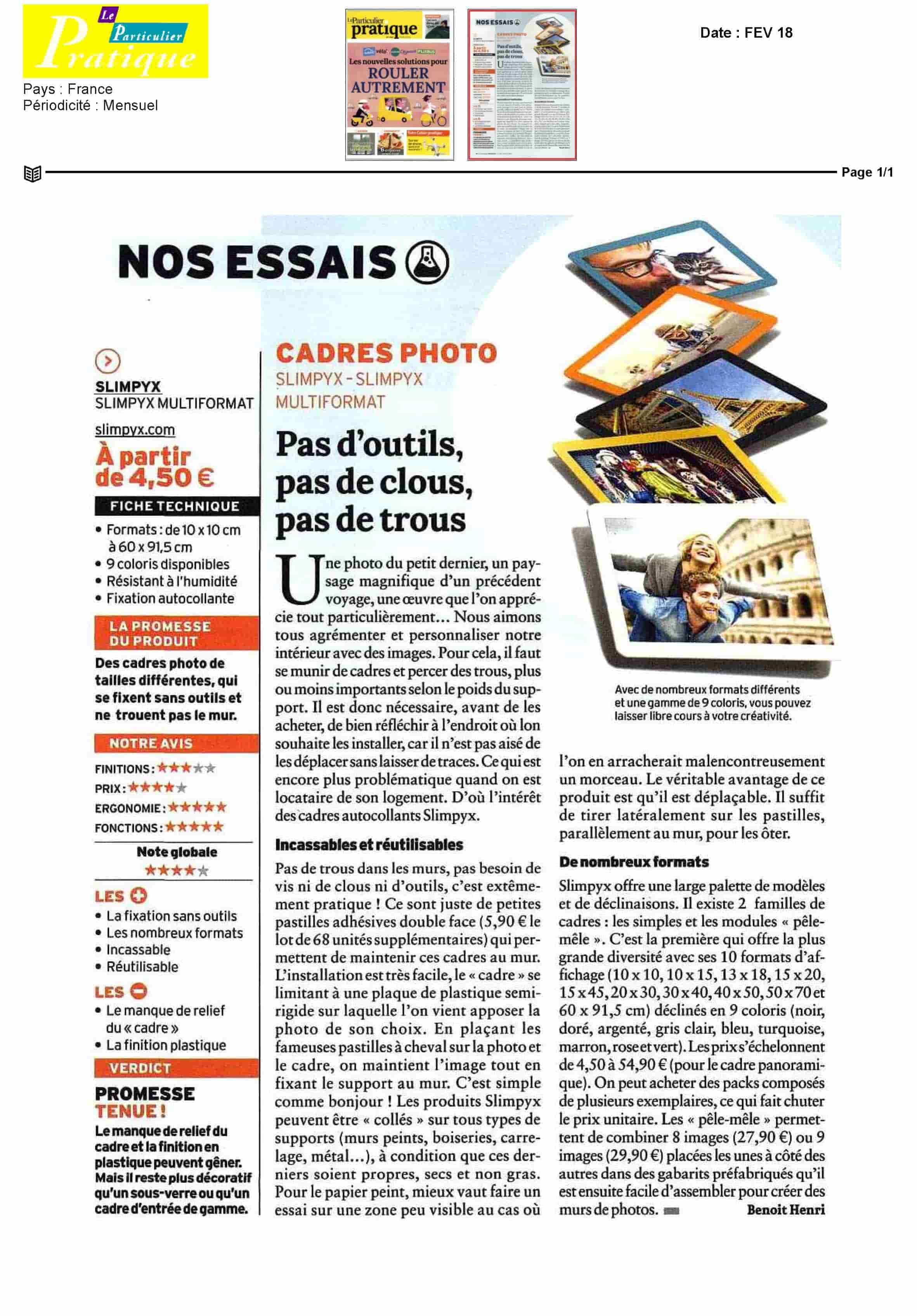 Article Le Particulier Pratique SlimPYX