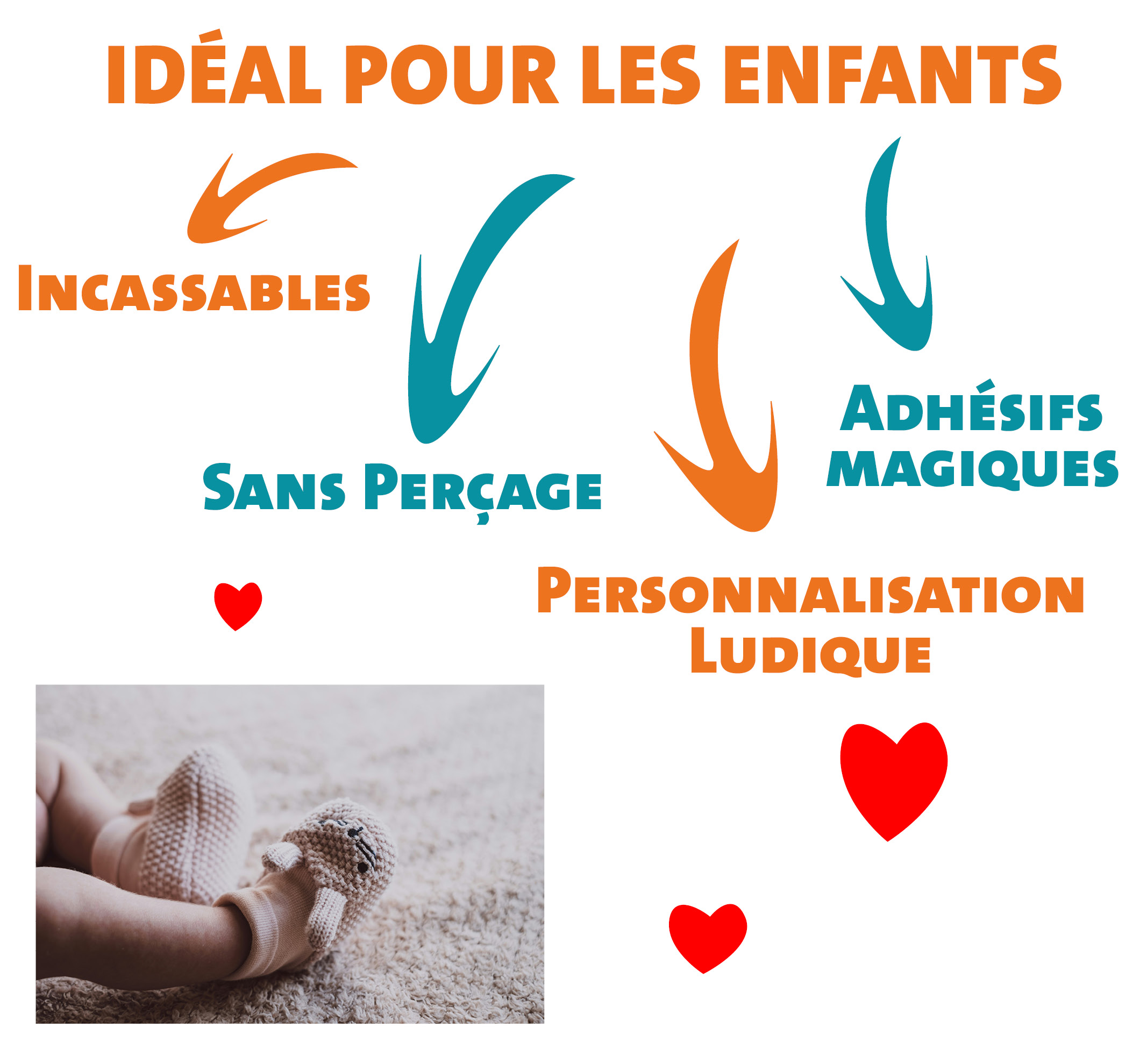 Idéal pour les enfants : incassables,  personnalisation ludique, , adhésifs magiques et installation sans perçage !